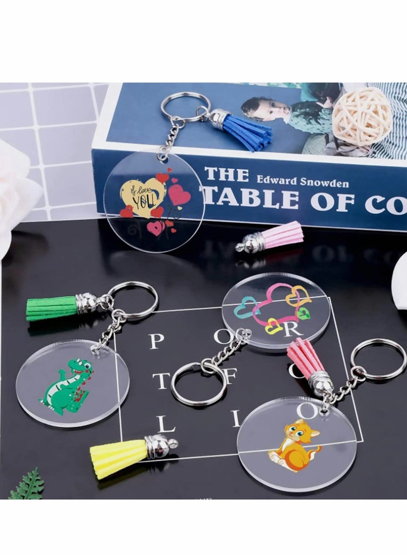 120Pcs Key Ring Acrylic Blanks Keychain Tassels Set - Image 2
